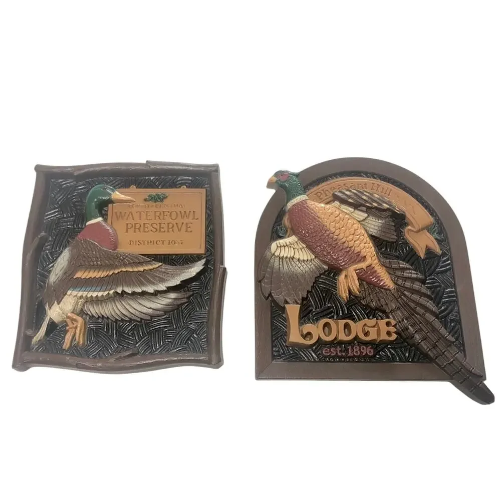Home Interiors Waterfowl Wall Decor Brown Tan Green Hard Plastic